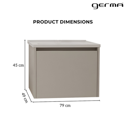 Vanity Cabinet with Washbasin - Bashar 800 Khaki