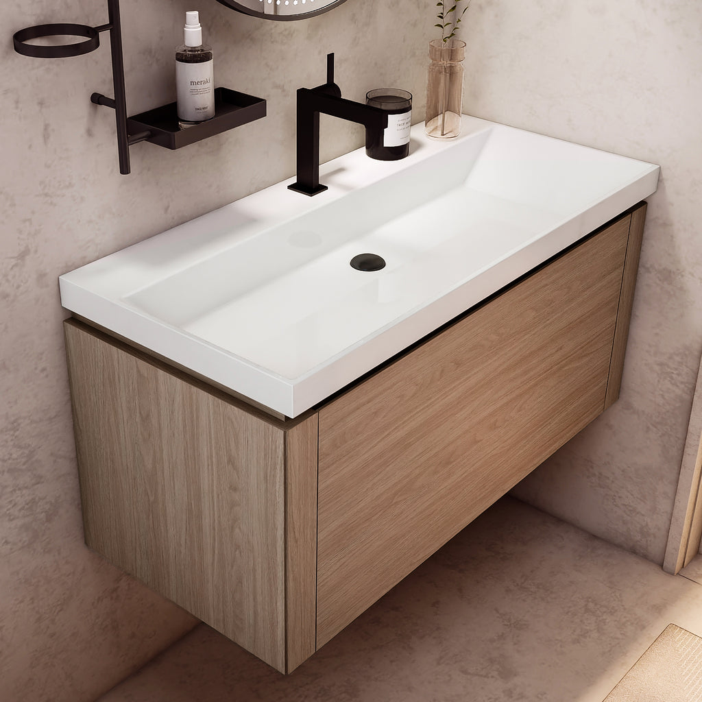Vanity Cabinet with Washbasin - ESSEN-900-LOG WALNUT