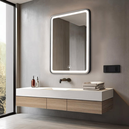 Led Mirror with Aluminum Black Frame - TR LED 143 -Black Smart Wave Switch (60x60cm) Rectangle Shape