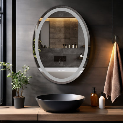 Wall Mounted Frosted Mirror - Oval Shape