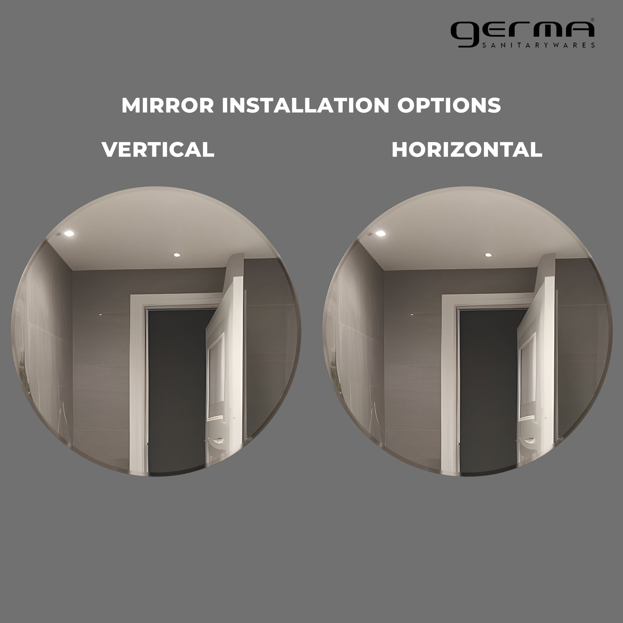 Germa Sanitarywares Round Wall Mounted Frameless Mirror with Beveled Edges/Wall Mirror for Bathroom/Living Room/Bed Room/Dressing Room – 24x24inch