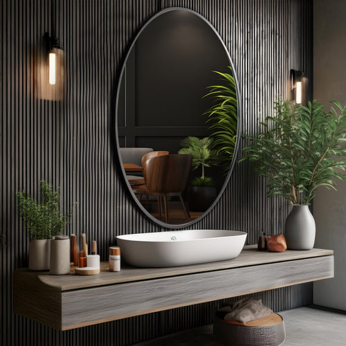 Aluminum Frame Mirror - Oval Shape 70cm x 50cm - TR 134 & 135