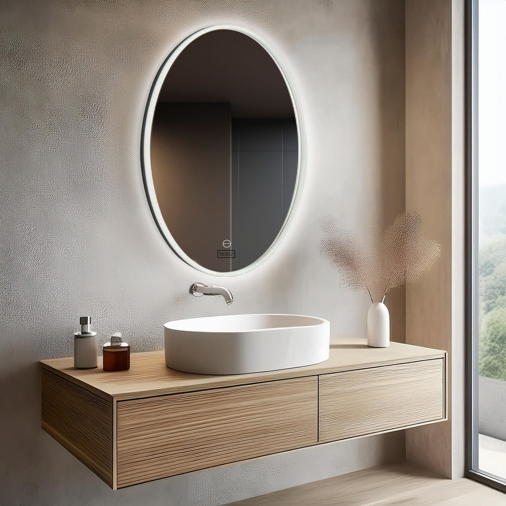 Led Mirror with Acrylic Frame - Smart Touch Switch (80x60cm) Oval Shape - TR ACR LED 154