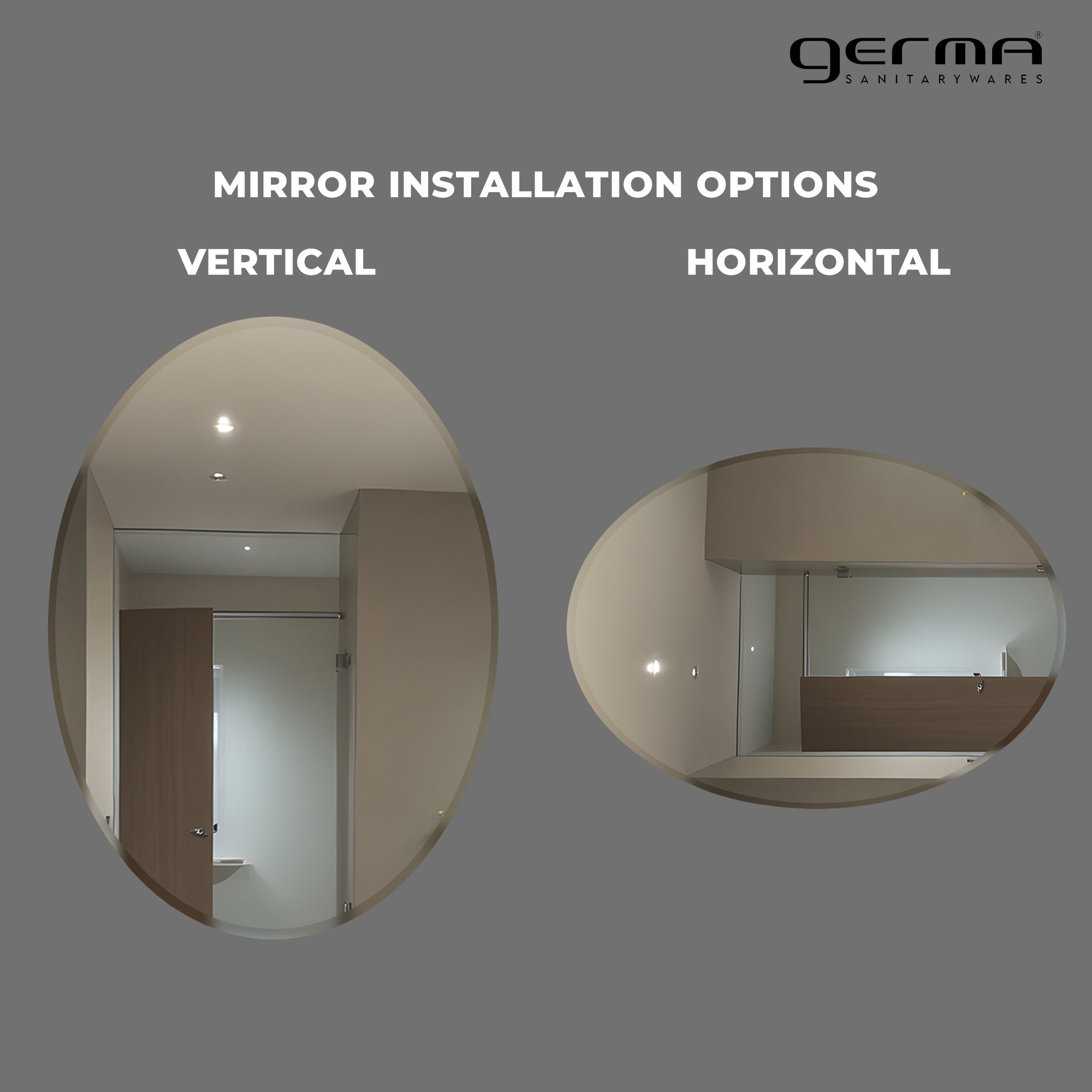 Germa Sanitarywares Oval Wall Mounted Frameless Mirror with Beveled Edges/Wall Mirror for Bathroom/Living Room/Bed Room/Dressing Room (18x24inch)