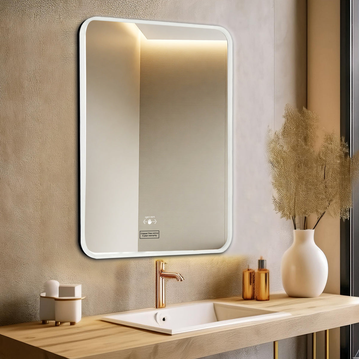Led Mirror with Acrylic Frame - Smart Hand Wave Switch (80x60cm) Rectangle Shape - TR ACRLED 153
