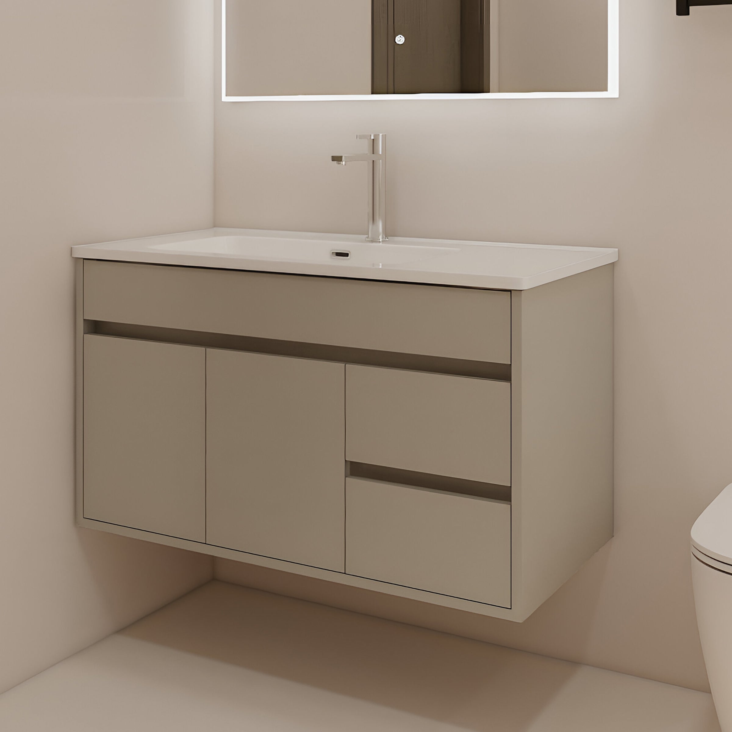 Vanity Cabinet with Washbasin - Solo 1000 Khaki