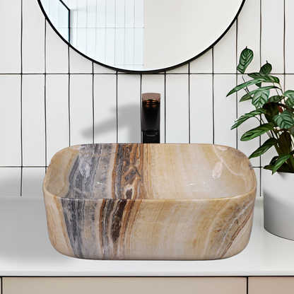 Designer Wash Basin For Bathroom | Ceramic Table Top Wash Basin | Counter Top Wash Basin For Restaurants, Home Living Room |41x31x14cm| Rectangle Shape