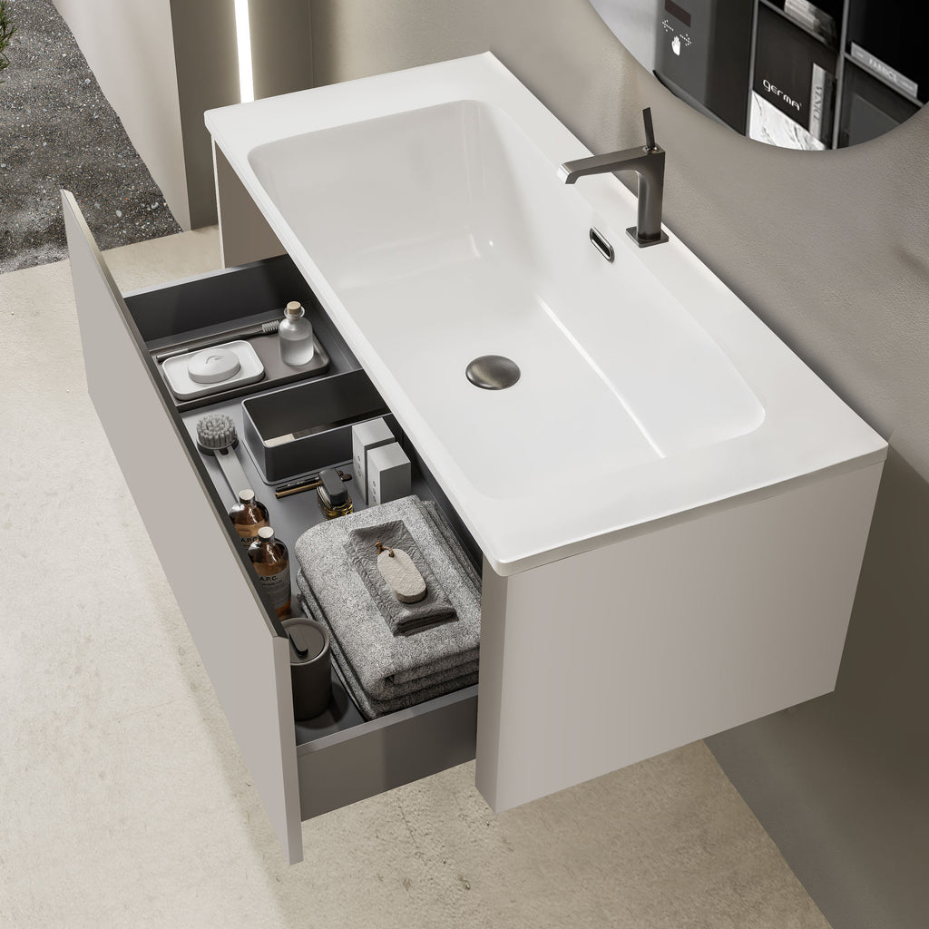 Vanity Cabinet with Washbasin - Bashar 600 Snow White