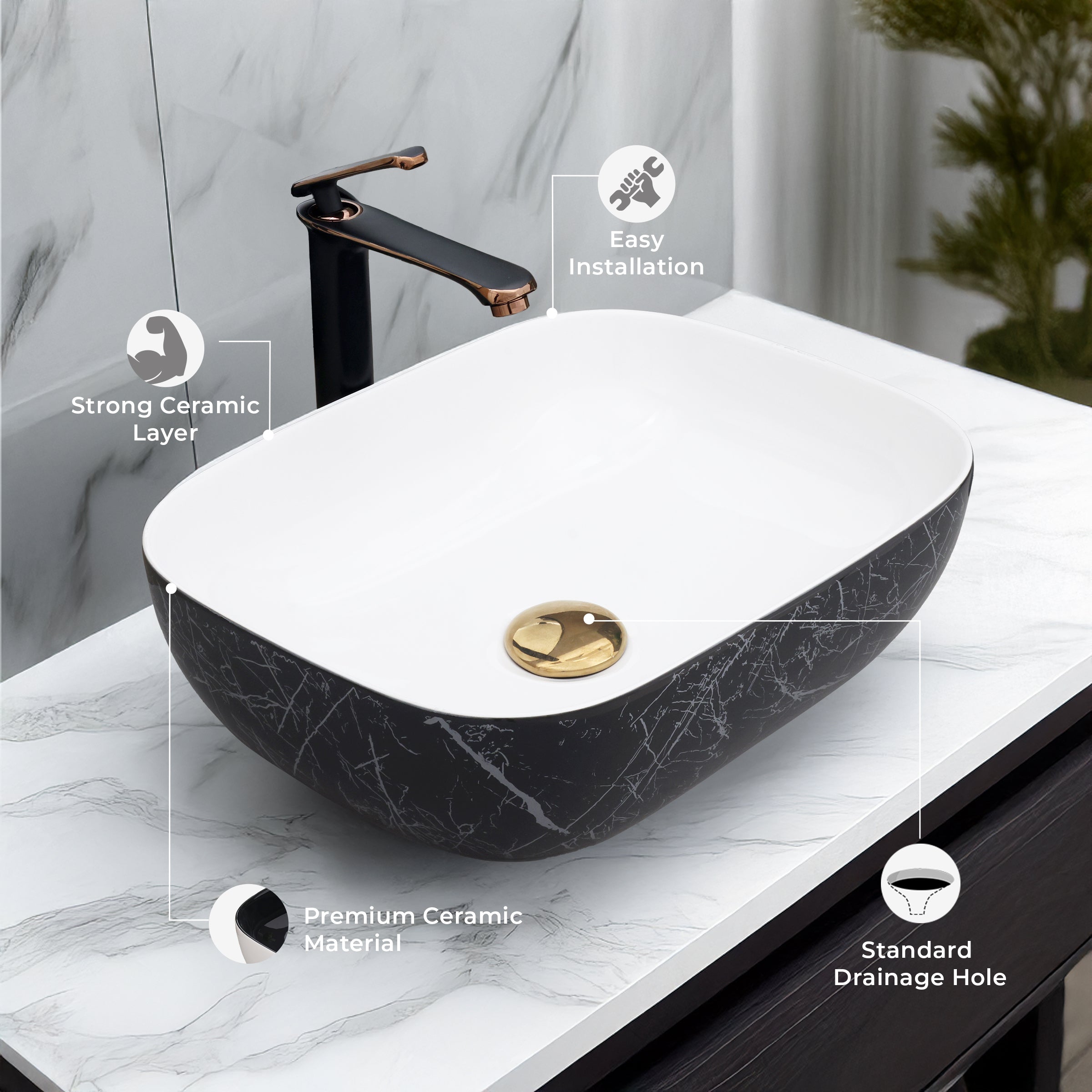 Ceramic Table Top Designer Basin - Life Time Coating Warranty - STELLAR 234