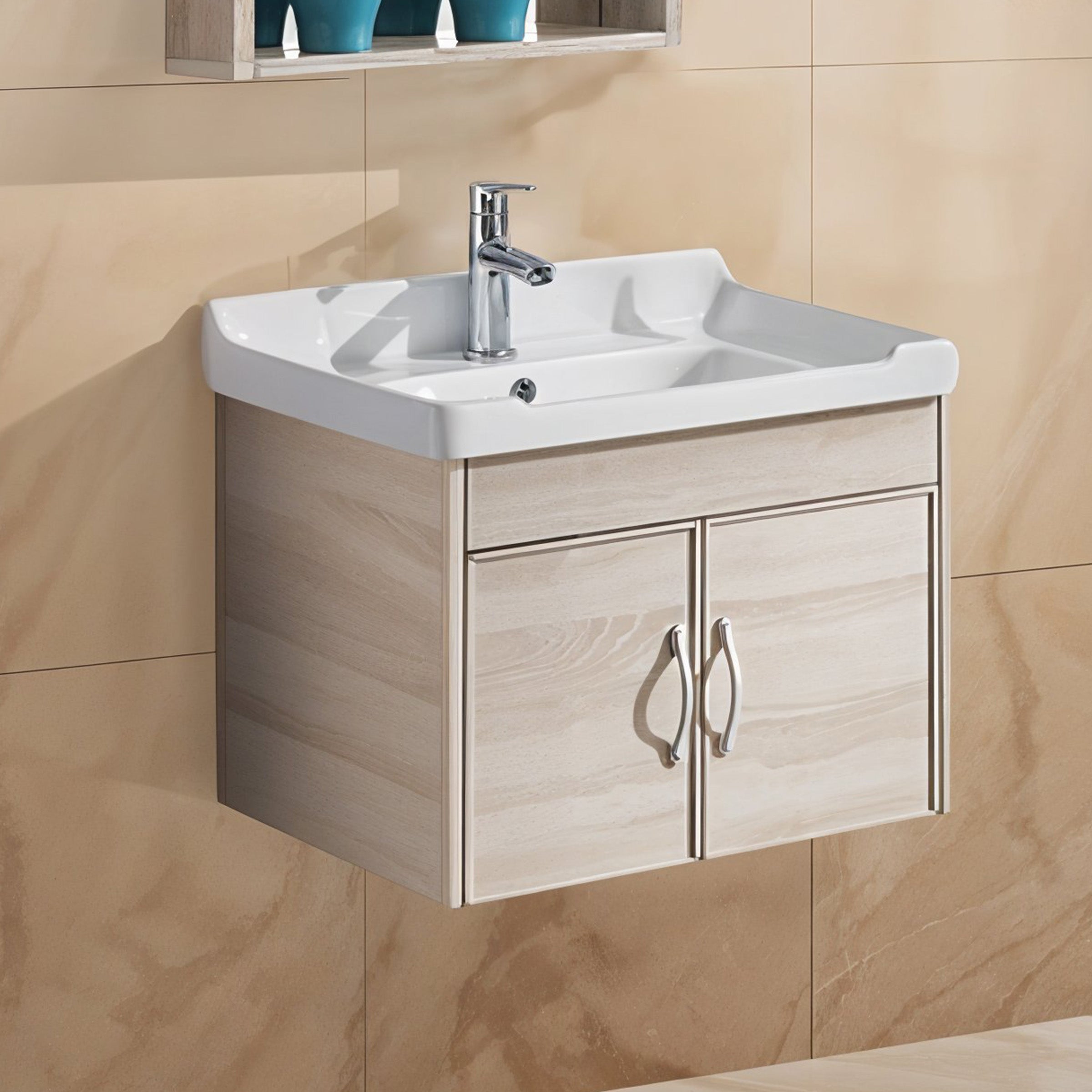 Carbon Fiber Vanity Cabinet with Mirror - Spaniard Beige