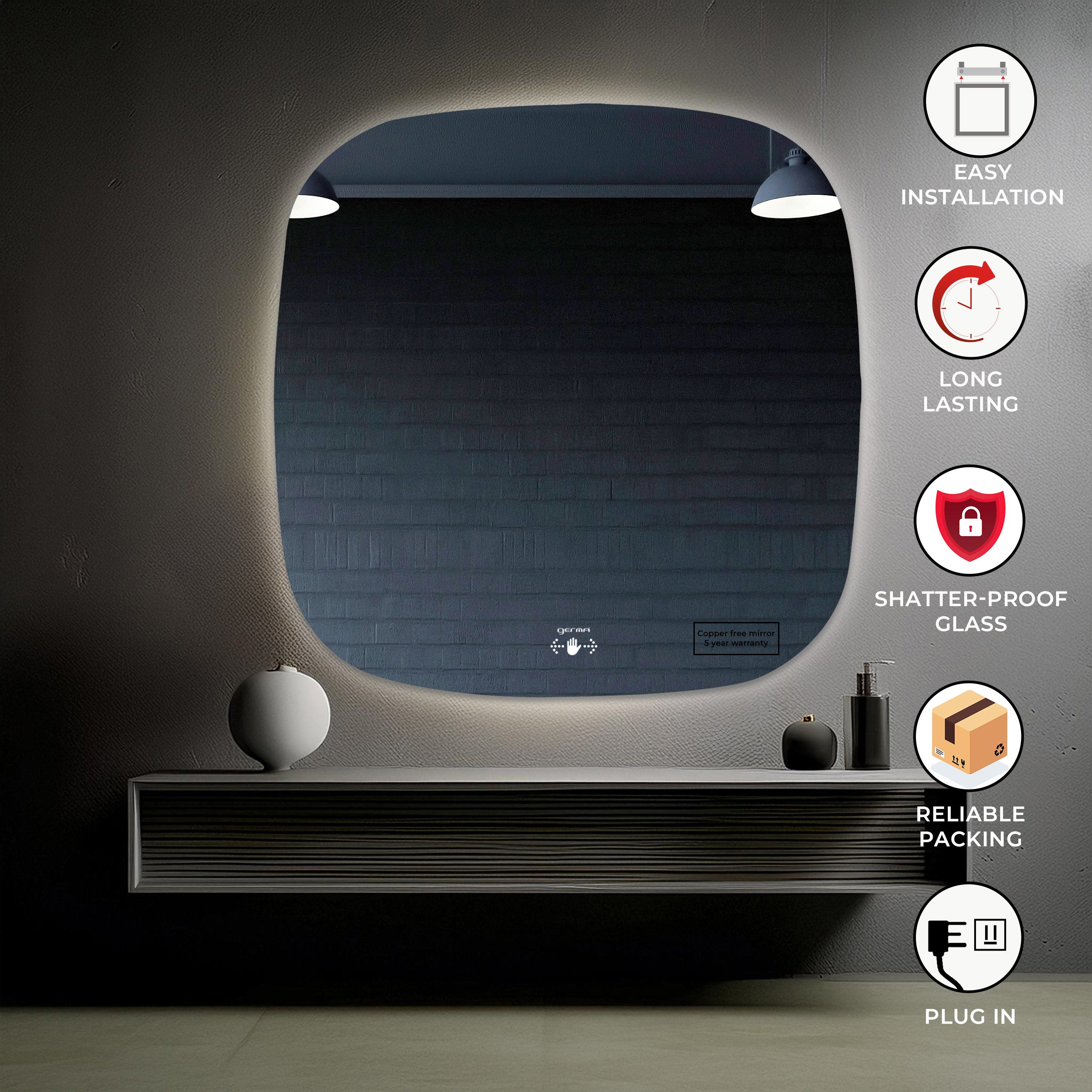 Led Mirror - Wave Sensor (80x80cm) - TR LED 025