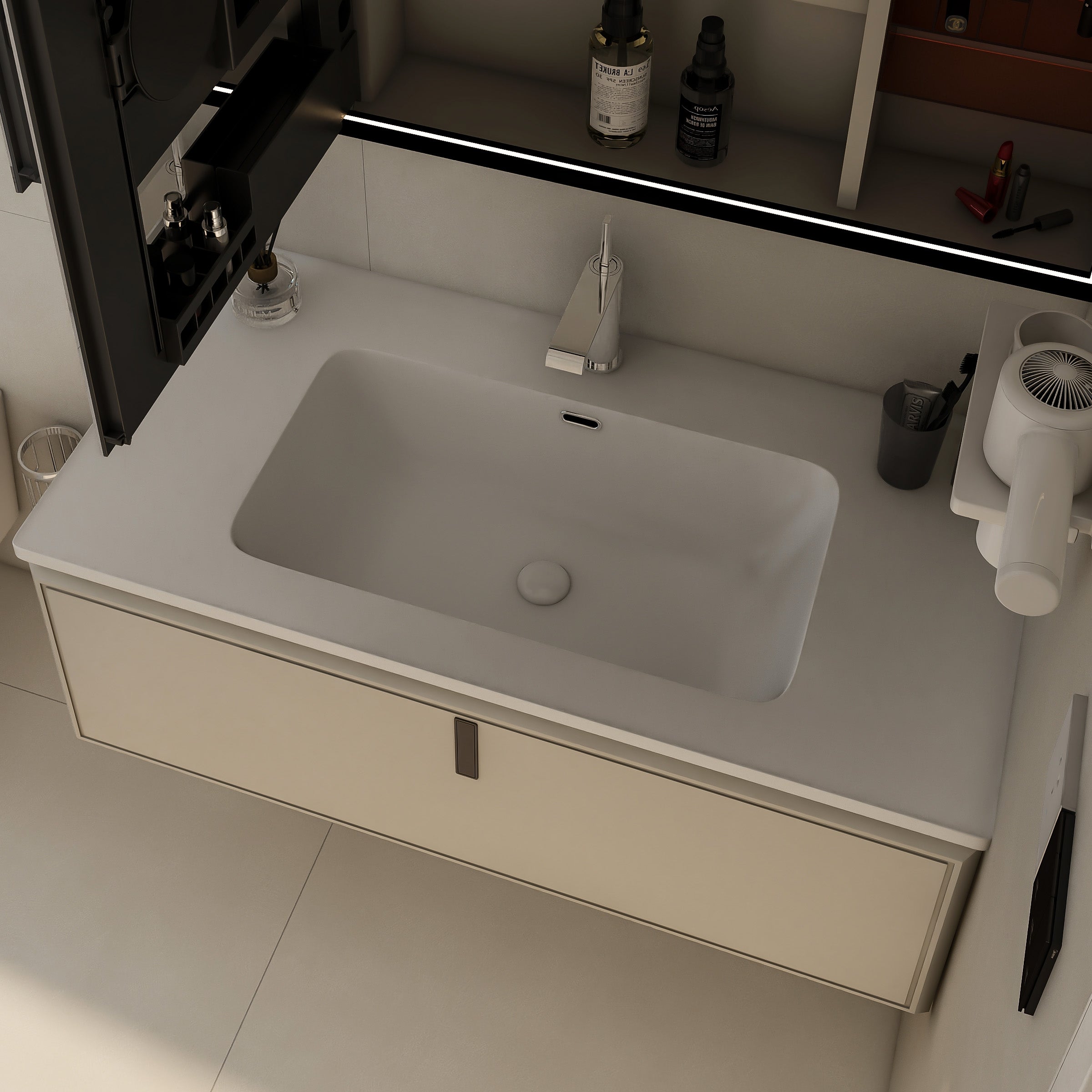 Vanity Cabinet with Washbasin - Tinos 1000 Khaki