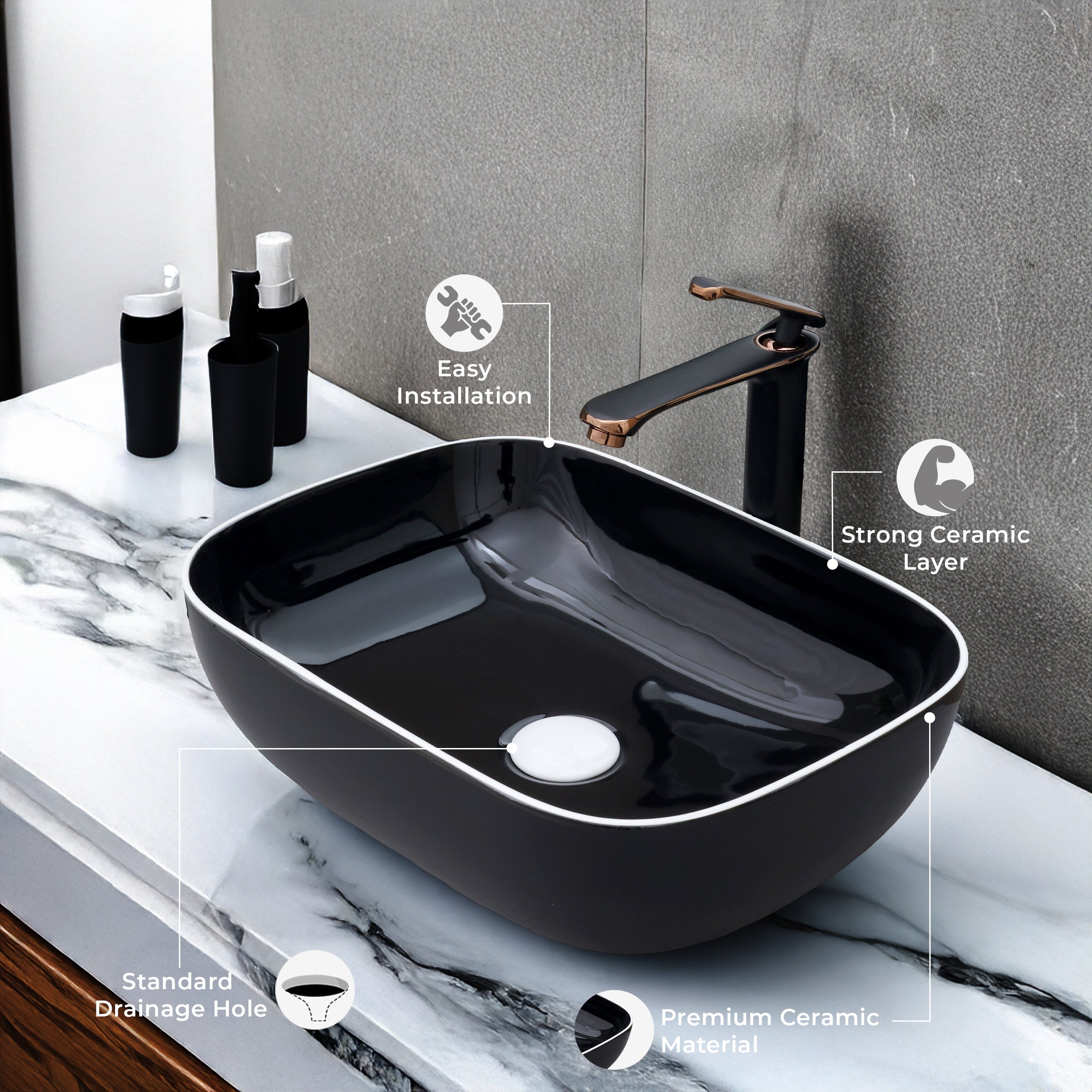 Ceramic Table Top Designer Basin - Life Time Coating Warranty - STELLAR 153