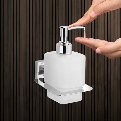 304 Stainless Steel Liquid Soap Dispenser for Bathroom | Shampoo Conditioner Dispenser | Handwash Holder | Bathroom Accessories (Chrome) - TR 9154 Liquid Soap Dispenser (Glass)