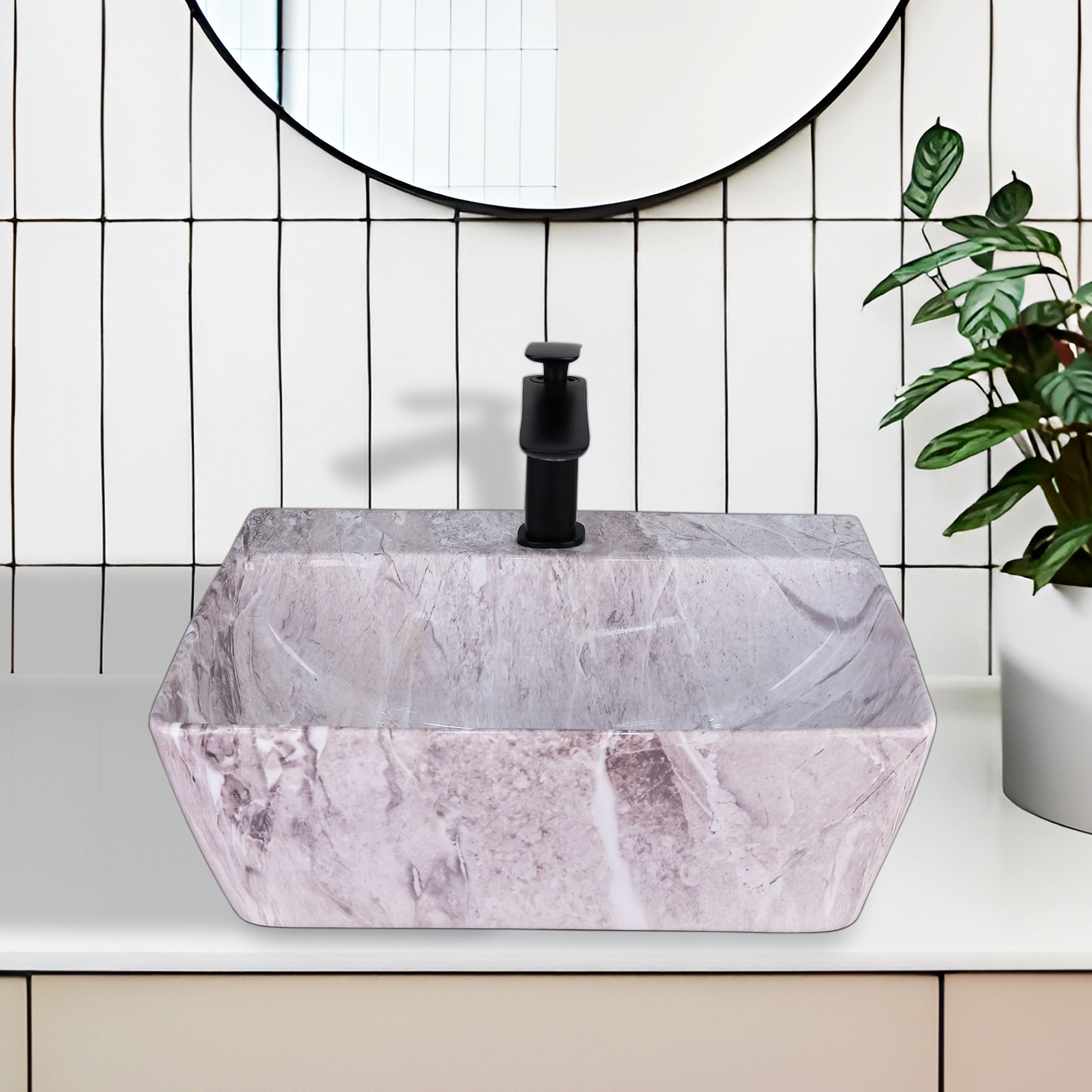 Germa Designer Wash Basin For Bathroom | Ceramic Table Top Wash Basin | Counter Top Wash Basin For Restaurants, Home Living Room |46x36x16cm| Rectangle Shape