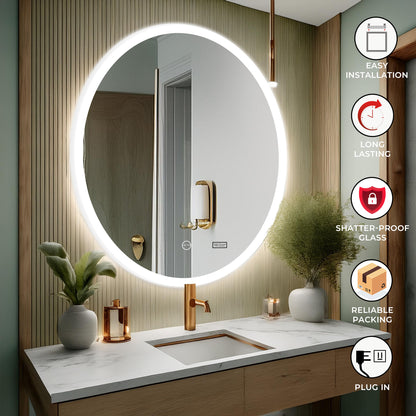 Led Mirror with Acrylic Frame - Smart Touch Switch (80x80cm) Round Shape - TR ACR LED 151