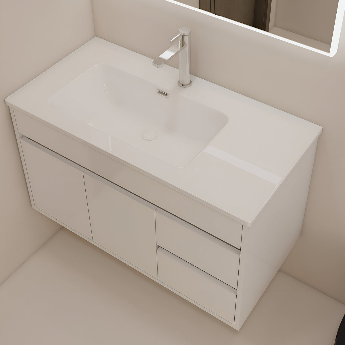 Vanity Cabinet with Washbasin - Solo 1000 Snow White