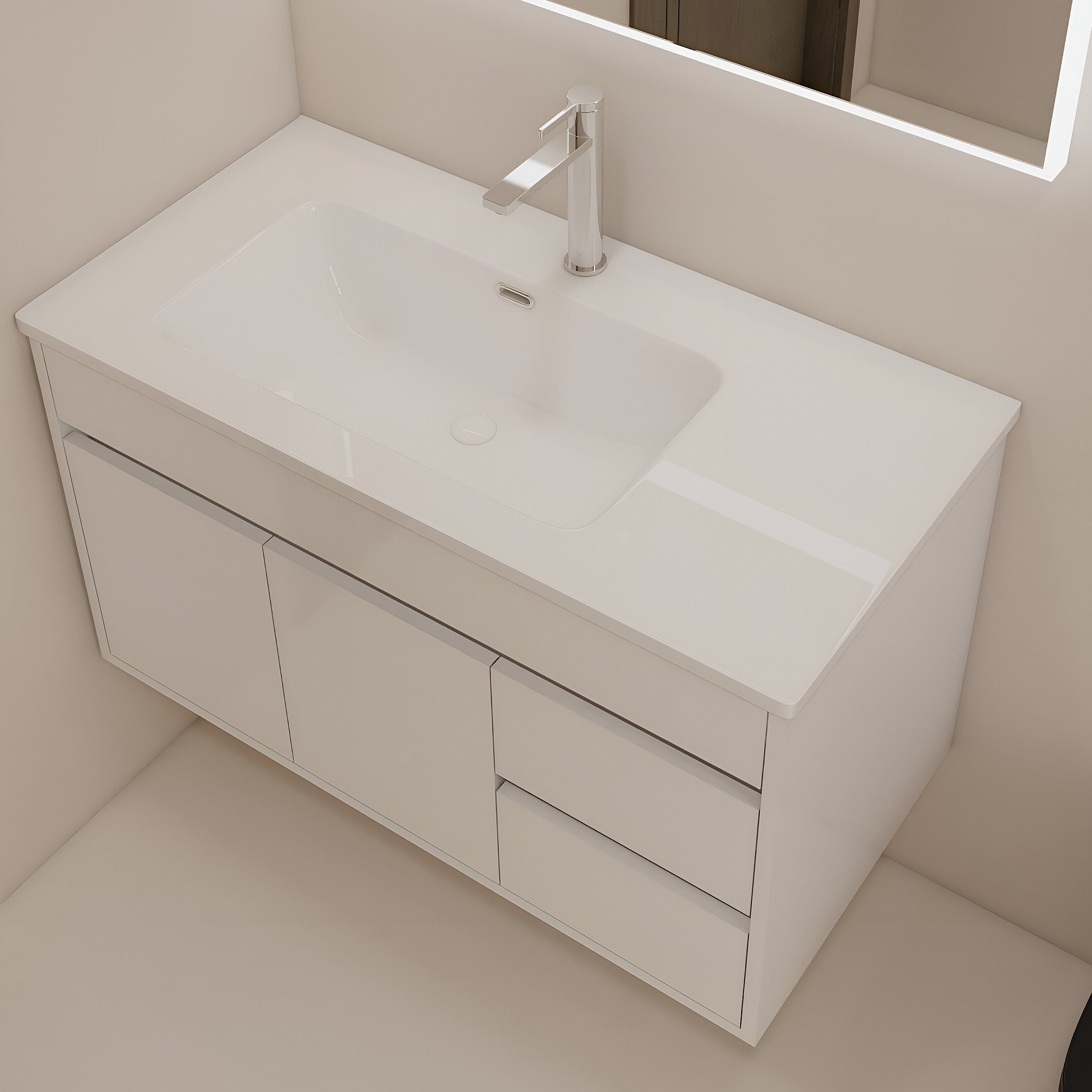Vanity Cabinet with Washbasin - Solo 1000 Snow White