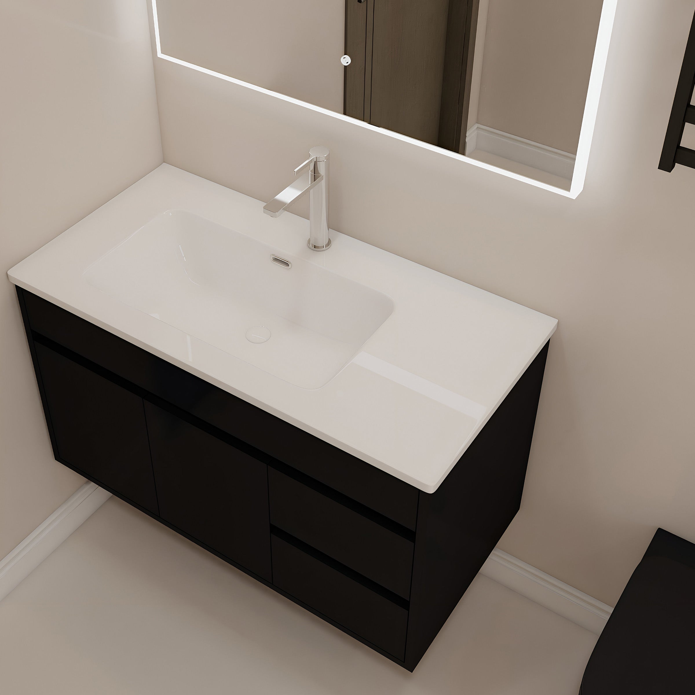 Vanity Cabinet with Washbasin - Solo 1000 Black