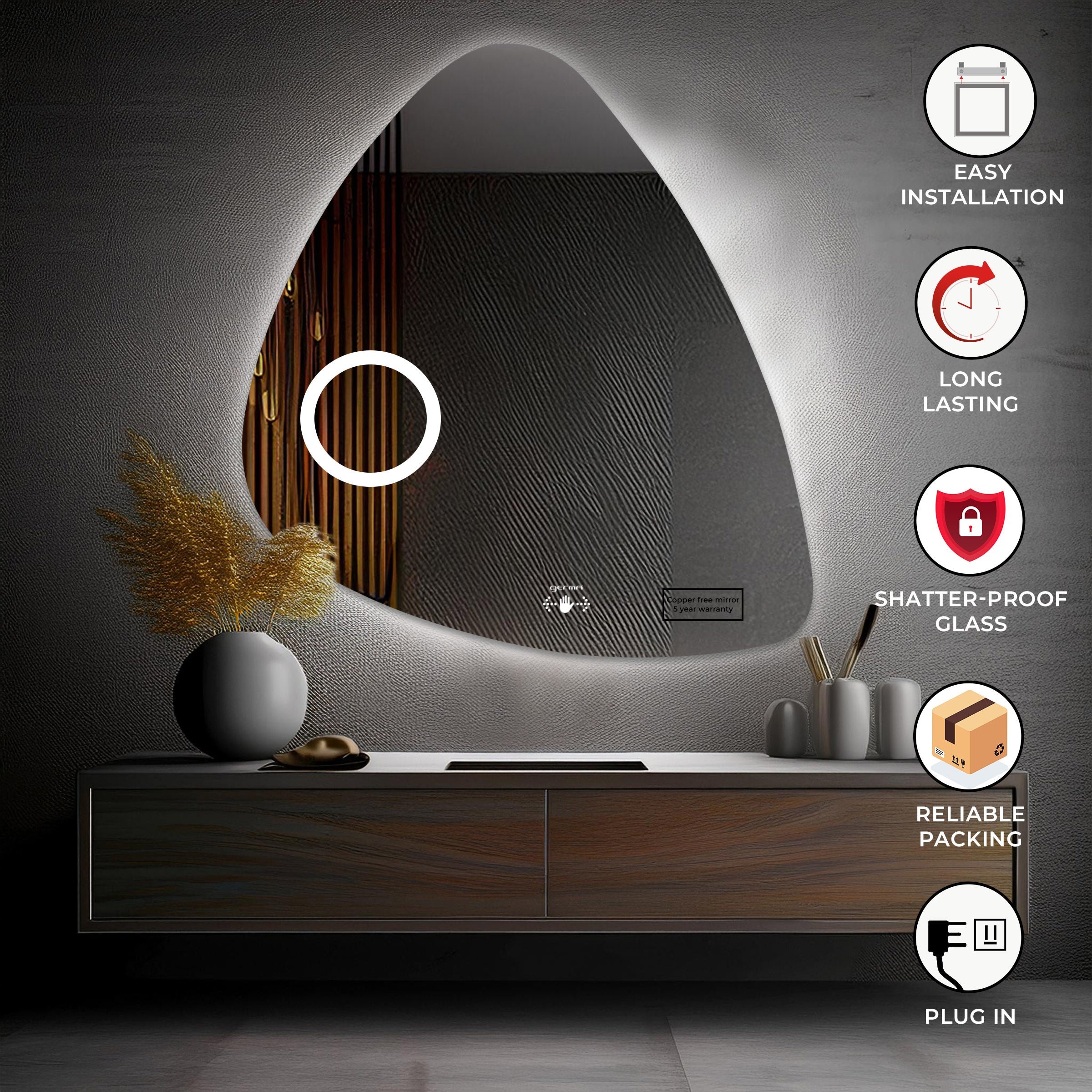 Led Mirror - Wave Sensor (80x70cm) - TR LED 024