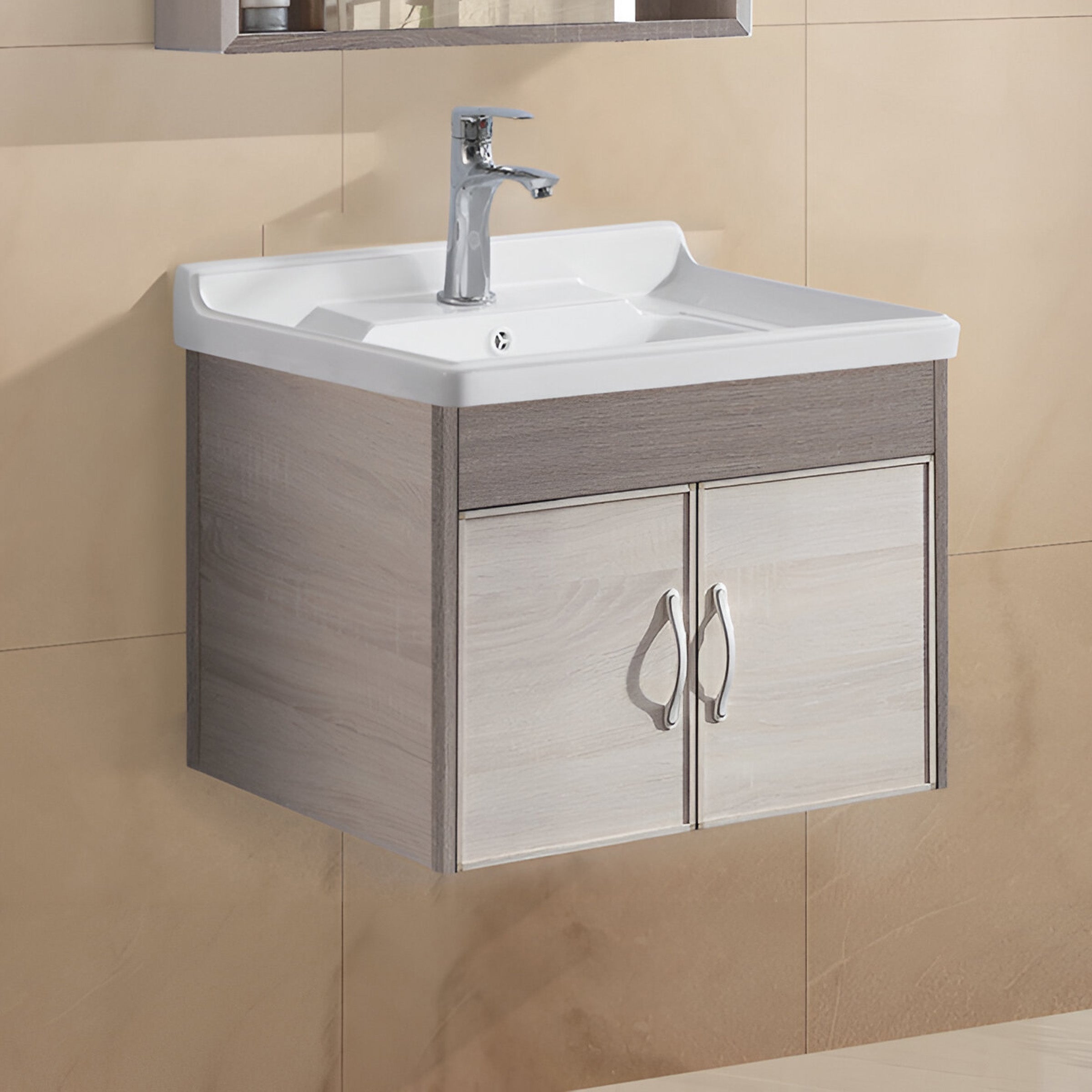 Carbon Fiber Vanity Cabinet with Mirror - Shady Beige