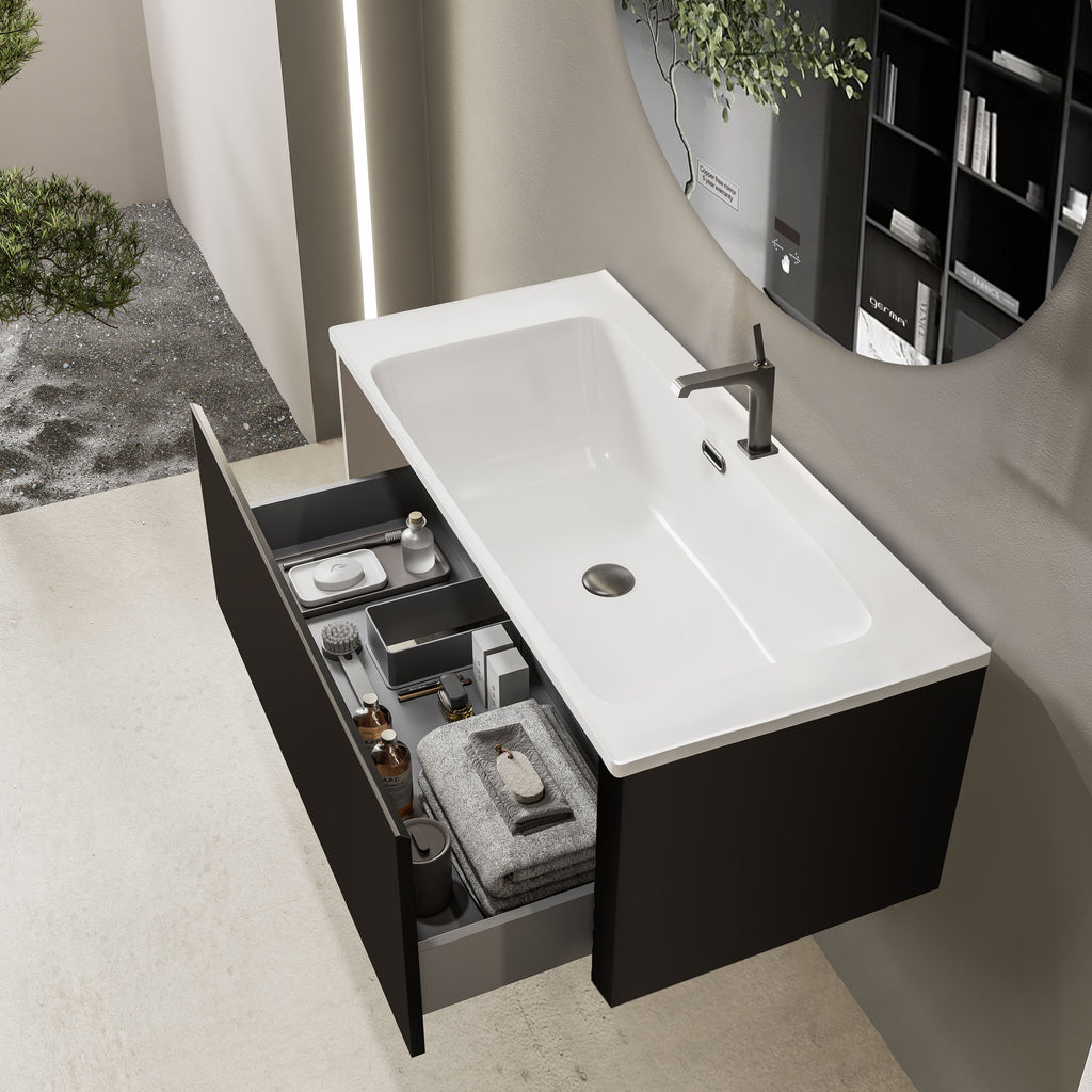 Vanity Cabinet with Washbasin - Bashar 600 Black