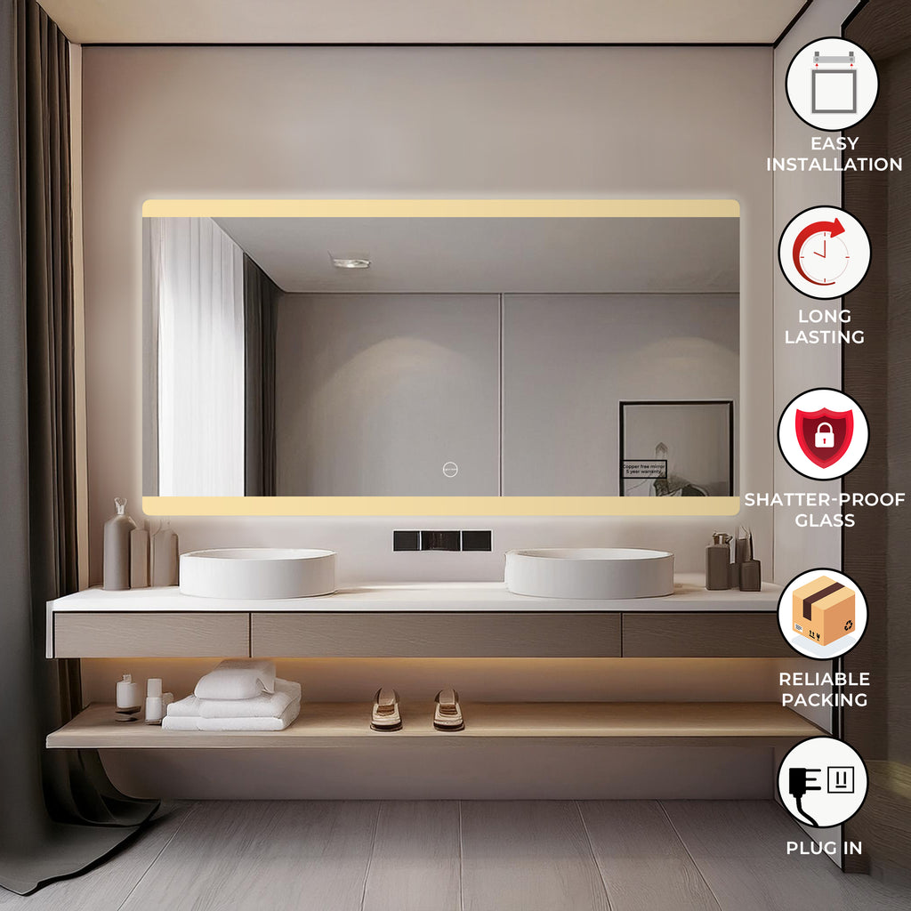Led Mirror - Smart Touch Switch (138x75cm) Rectangle Shape - TR LED 043