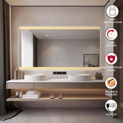 Led Mirror - Smart Touch Switch (138x75cm) Rectangle Shape - TR LED 043