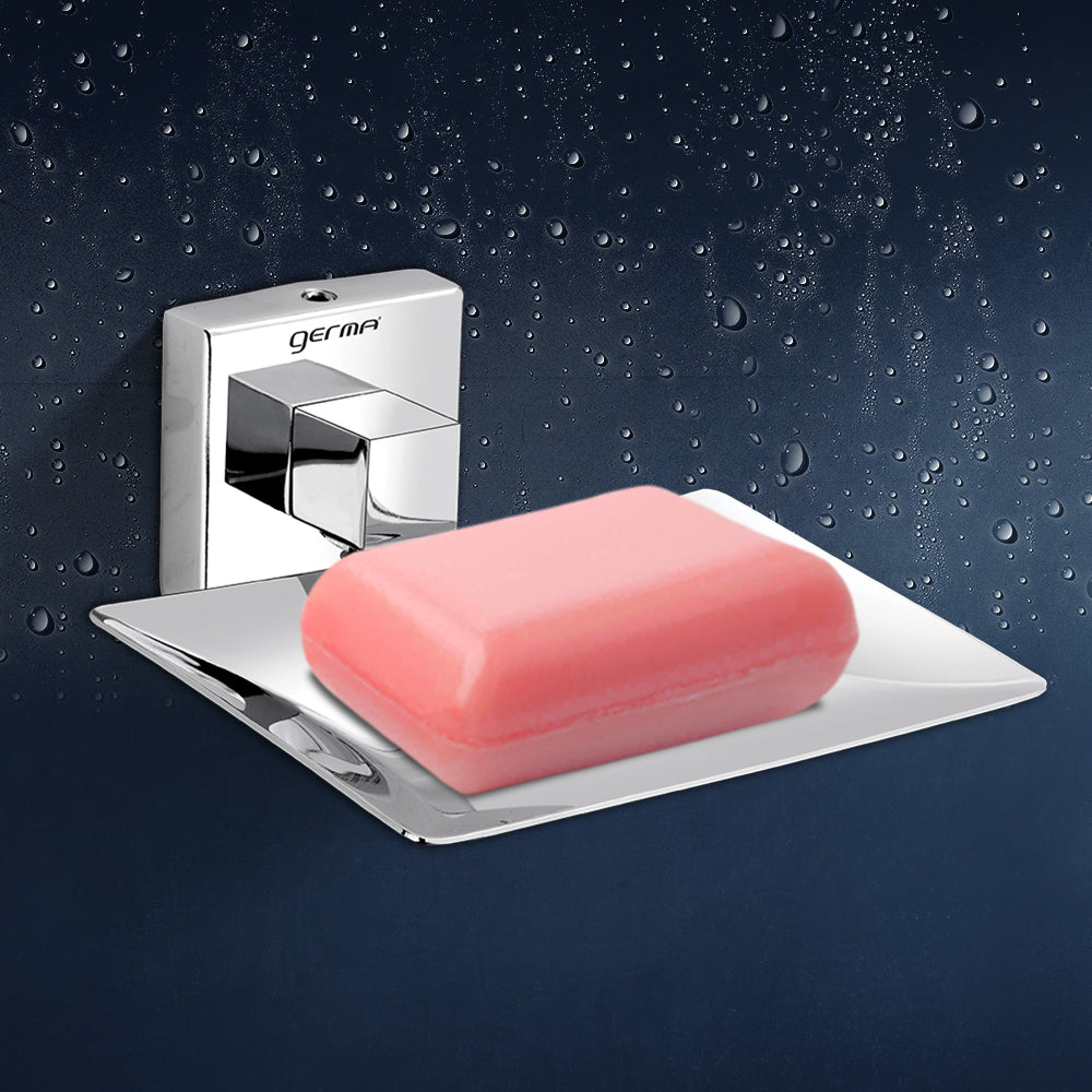 Germa Sanitarywares 304 Stainless Steel Soap Dish Holder for Bathroom | Soap Case for Wash Room | Soap Stand | Bathroom Accessories (Chrome) - TR 9145 Soap Dish