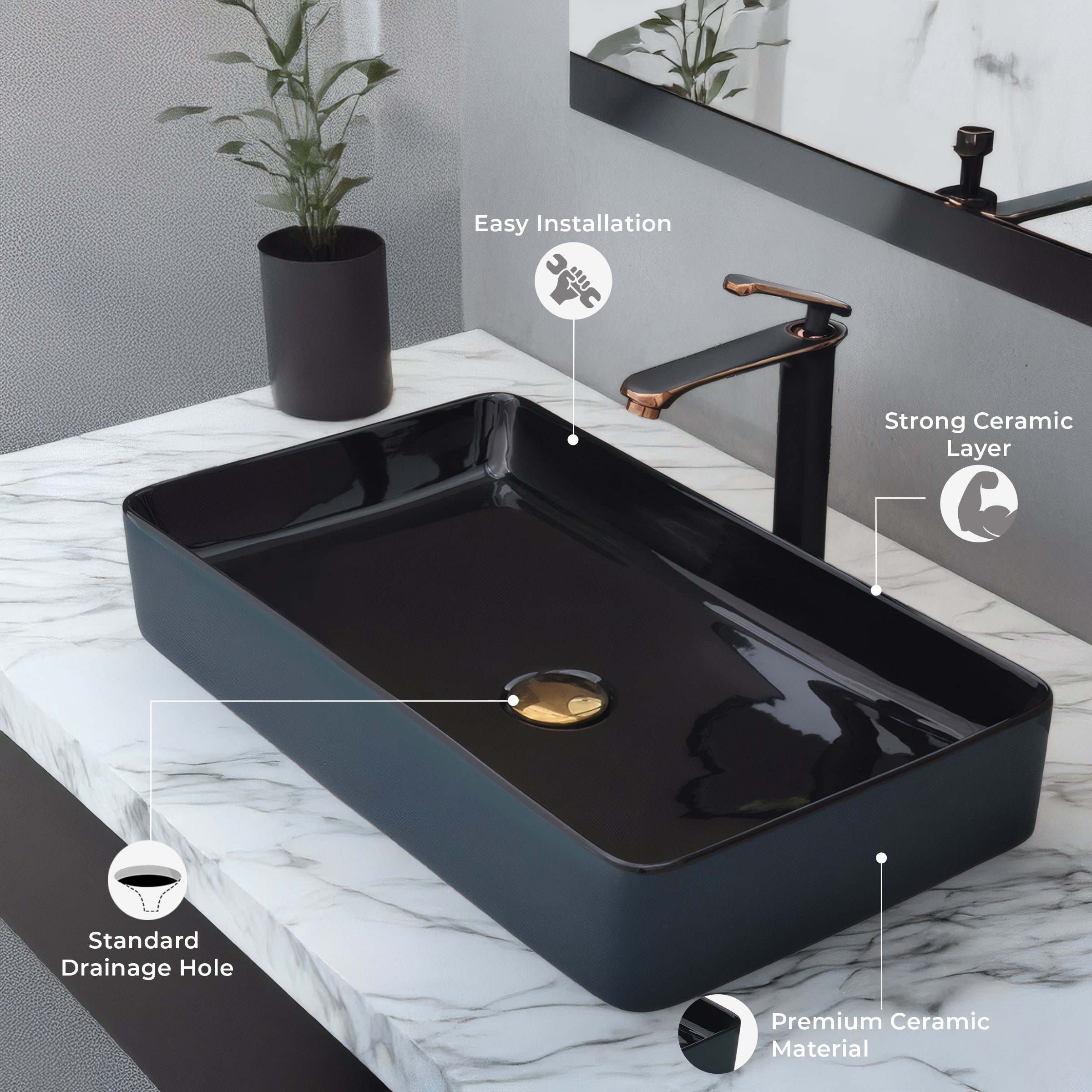 Ceramic Table Top Designer Basin - Life Time Coating Warranty - MOSCON 117