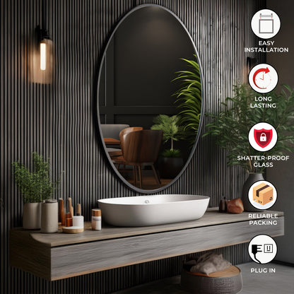 Aluminum Frame Mirror - Oval Shape 70cm x 50cm - TR 134 & 135