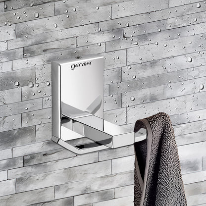 Germa Sanitarywares 304 Stainless Steel Robe Hook for Bathroom | Double Side Cloth Hook Stand Holder| Cloth and Towel Hanger | Robe Hook| Bathroom Accessories (Chrome) - TR 9107 Robe Hook