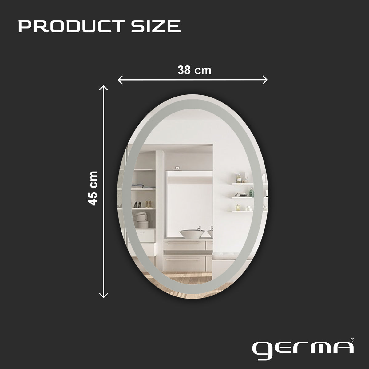 Wall Mounted Frosted Mirror - Oval Shape