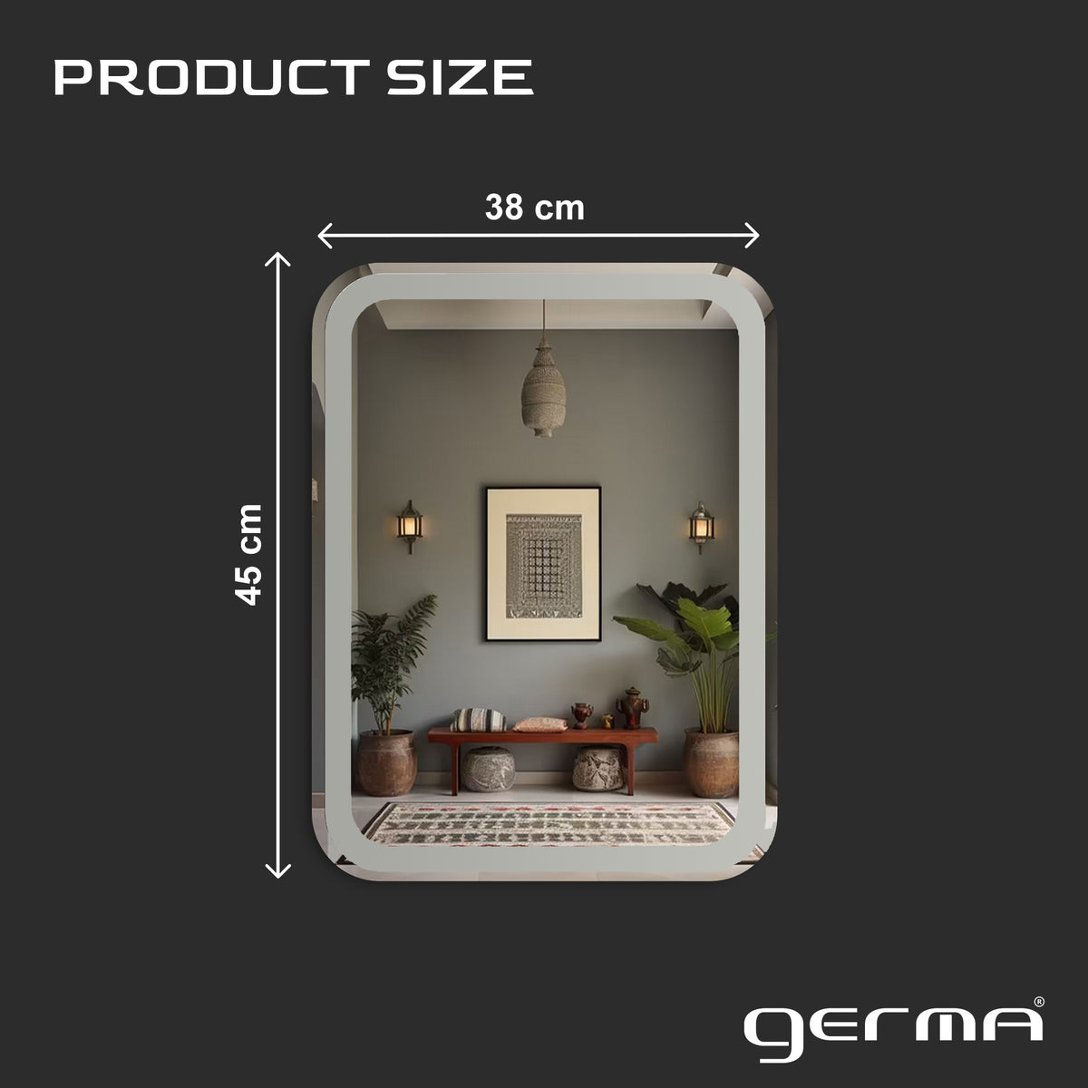 Wall Mounted Frosted Mirror - Curve Edge Rectangle Shape
