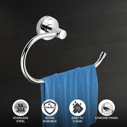 Germa Sanitarywares 304 Stainless Steel Towel Ring for Bathroom | Napkin Hanger for Washbasin | Towel Holder | Napkin Hanger | Bathroom Accessories (Chrome) - TR 9124 Towel Ring