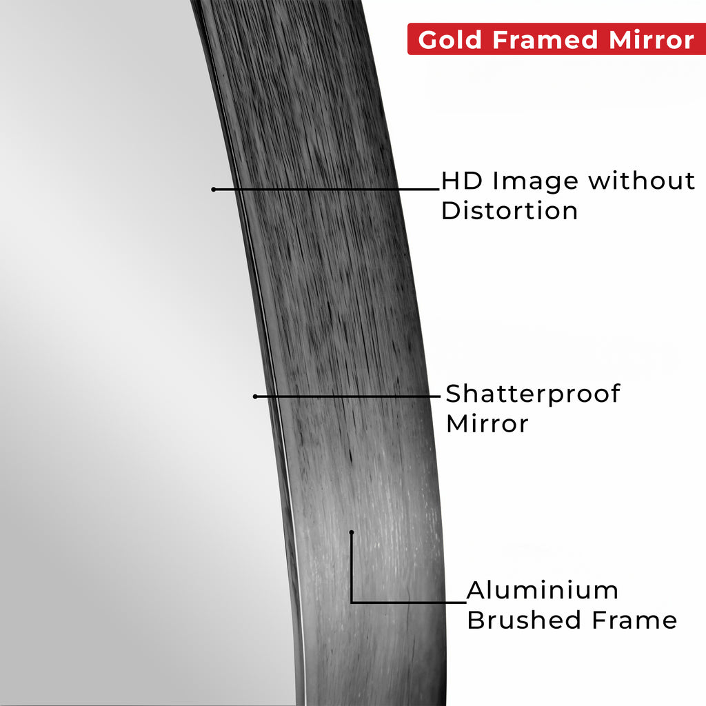 Germa Aluminium Brushed Framed Mirror for Bathroom | Wall Mounted Shatter Proof | Decorative HD Vanity Mirror for Bathroom | Living | Bed Room | Round Shape 24x24inch