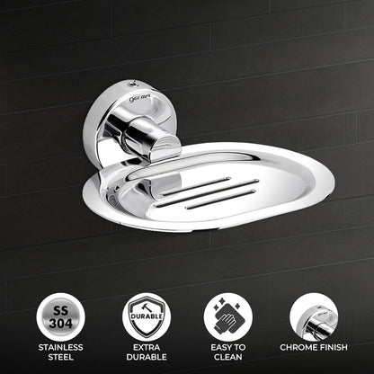 Germa Sanitarywares 304 Stainless Steel Soap Dish Holder for Bathroom | Soap Case for Wash Room | Soap Stand | Soap Dish | Bathroom Accessories (Chrome) - TR 9125 Soap Dish