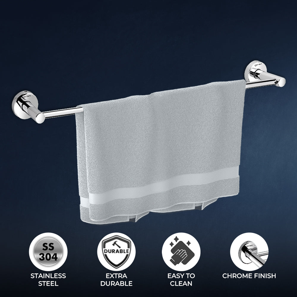Germa Sanitarywares 304 Stainless Steel Towel Hanger for Bathroom | Towel Bar for Wash Room | Towel Rail | Towel Rod | Bathroom Accessories (Chrome) - TR 9123 Towel Rail