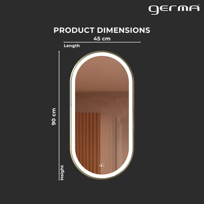 Aluminum Frame Led Mirror 3Light Dimmer with Wave Sensor - Capsule Shape 90cm x 45cm - TR LED 148