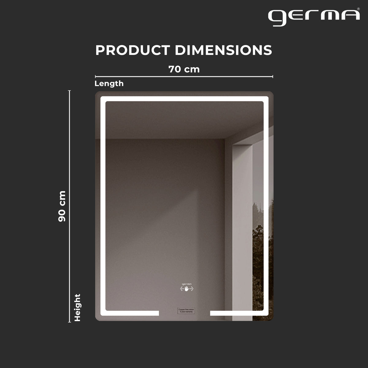 Led Mirror - Wave Sensor (90x70cm) Vertical Shape - TR LED 031 VERTICAL SHAPE