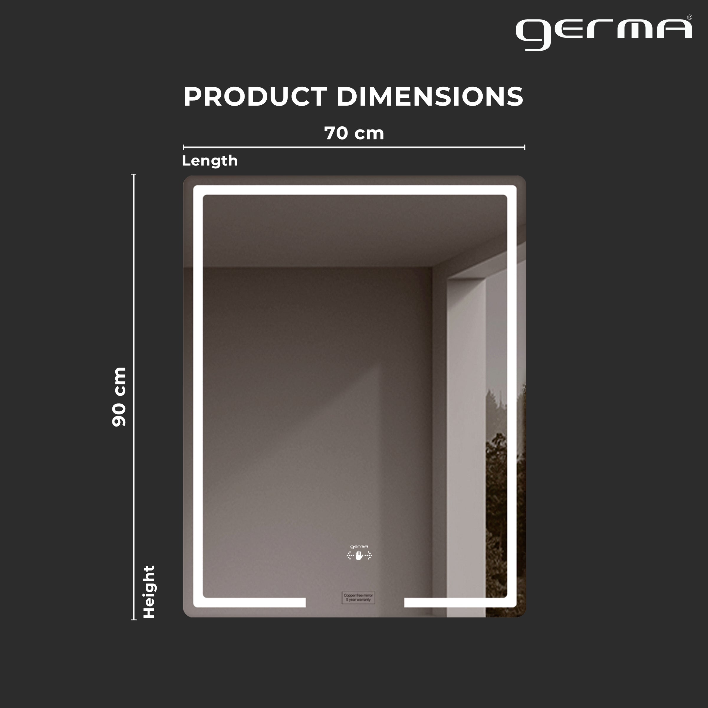 Led Mirror - Wave Sensor (90x70cm) Vertical Shape - TR LED 031 VERTICAL SHAPE