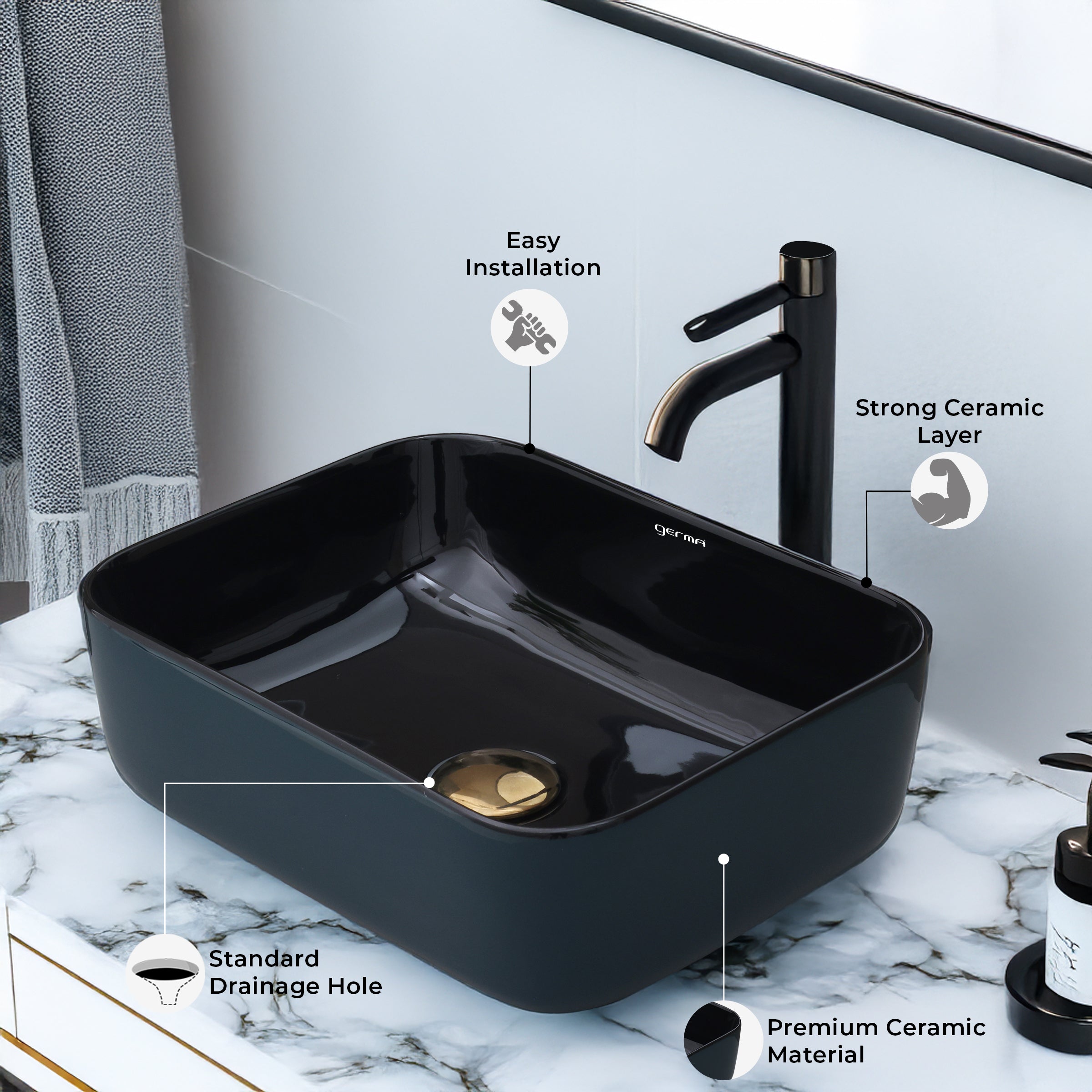 Ceramic Table Top Designer Basin - Life Time Coating Warranty - MINI SPADE 258