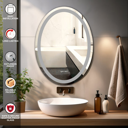 Wall Mounted Frosted Mirror - Oval Shape