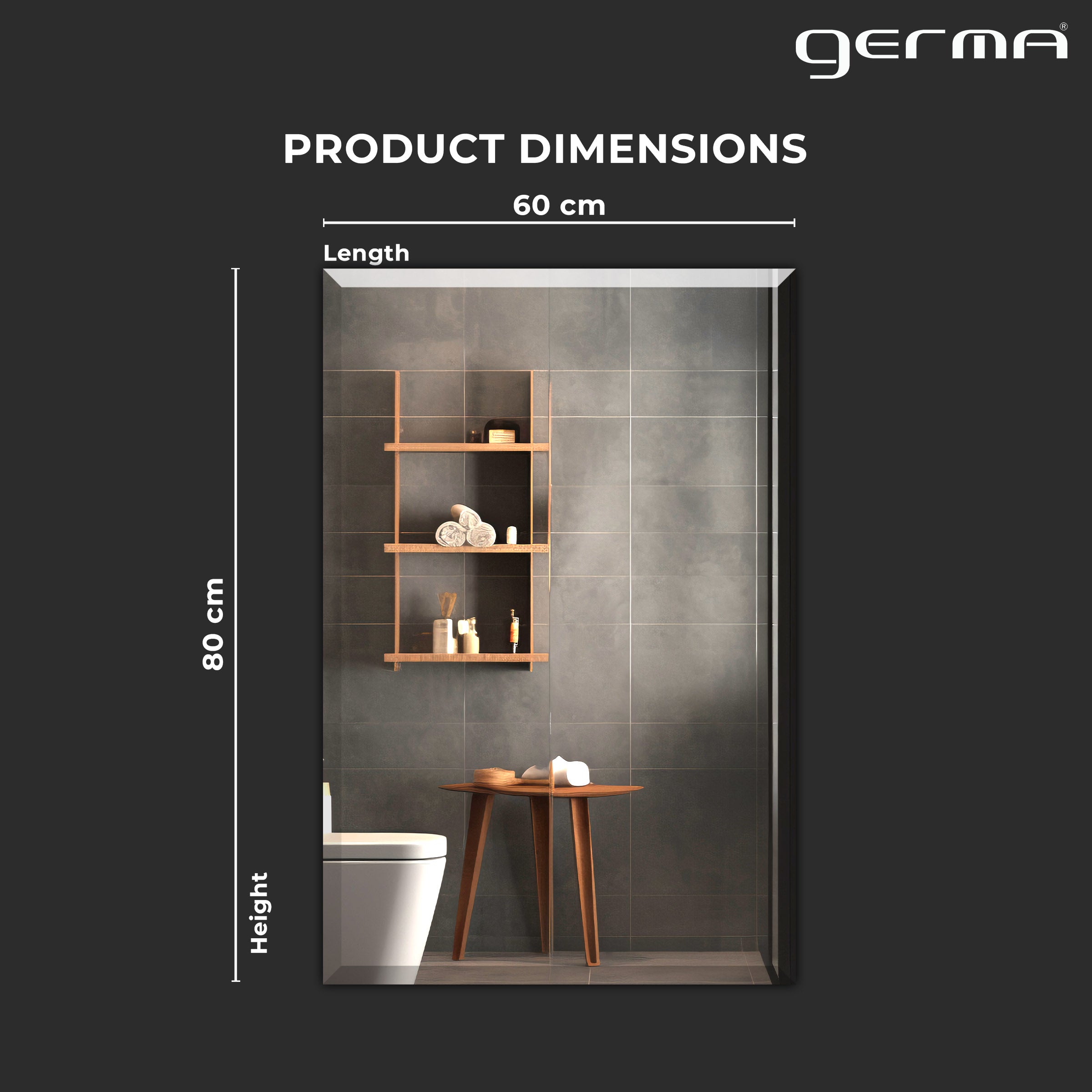 Beveled Edges Mirror - Rectangle Shape (80x60cm)