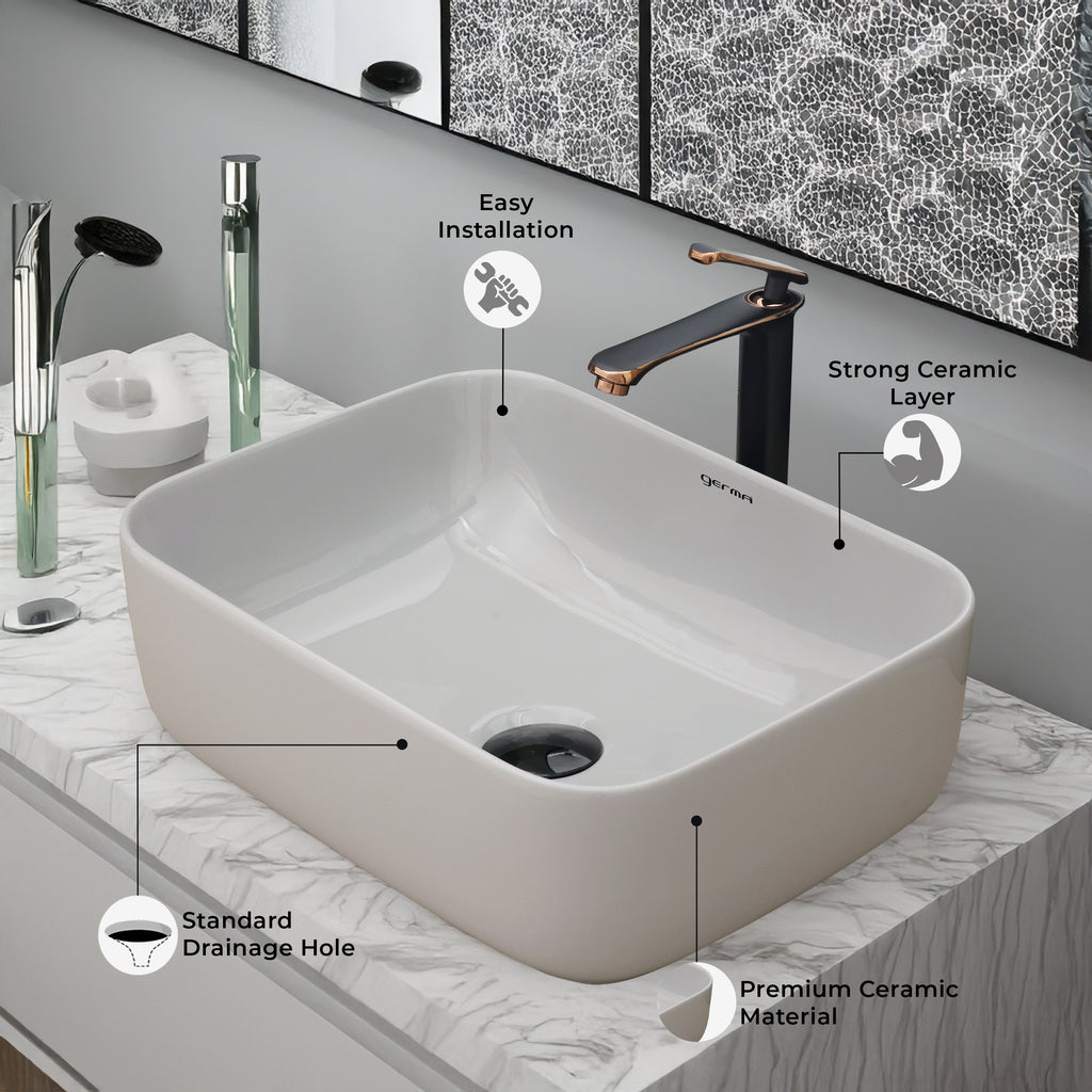 Ceramic Table Top Designer Basin - Life Time Coating Warranty - MINI SPADE 302