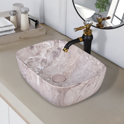 Germa Designer Wash Basin For Bathroom |Ceramic Table Top Wash Basin| Counter Top Basin For Restaurants,Living Room |45.5x32x14cm|Rectangle Shape
