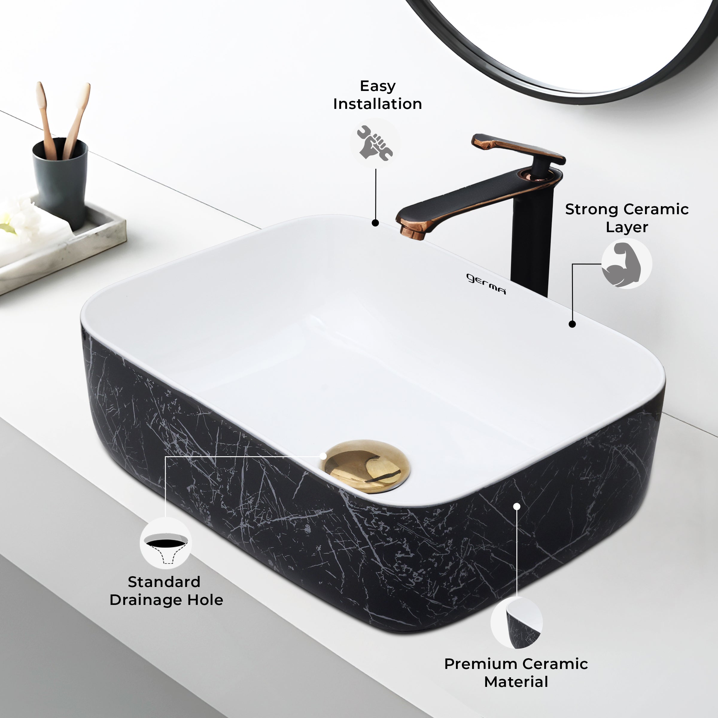 Ceramic Table Top Designer Basin - Life Time Coating Warranty - MINI SPADE 234