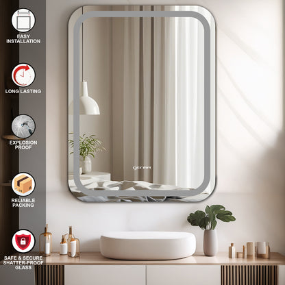 Wall Mounted Frosted Mirror - Curve Edge Rectangle Shape
