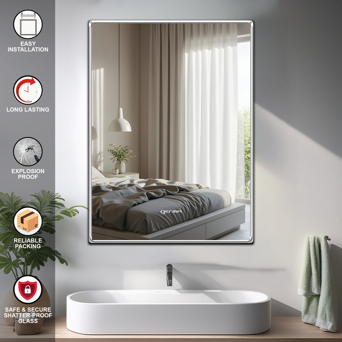 Wall Mounted Mirror - Rectangle Shape