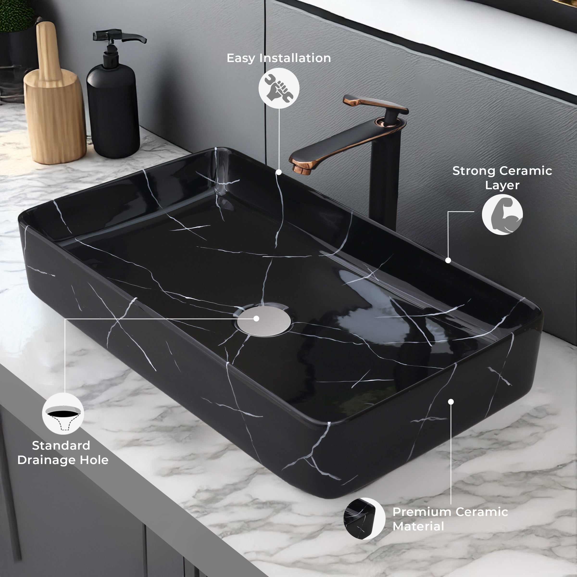 Ceramic Table Top Designer Basin - Life Time Coating Warranty - MOSCON 160